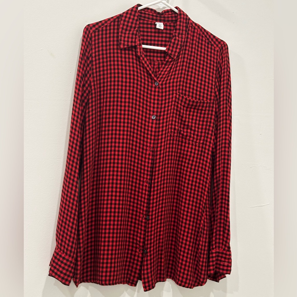 Old Navy, Red and Black, Button Down Shirt. Large (Tall)